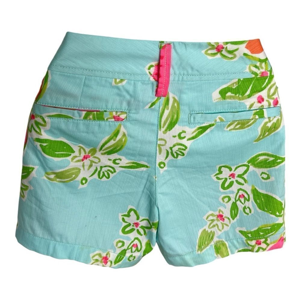 LILLY PULITZER Callahan Shorts Pool Blue Pink Lemonade Size 0. - Picture 4 of 7